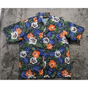ODO Short Sleeve Button Up Hawaiian Shirt Men's Size Large Floral
